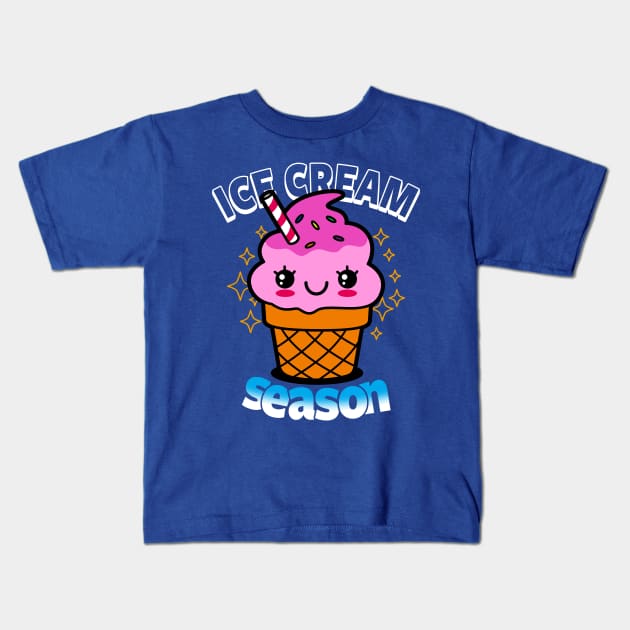 Cute Kawaii Summer Cute Kawaii Ice Cream Season Original Cartoon Meme Kids T-Shirt by BoggsNicolas